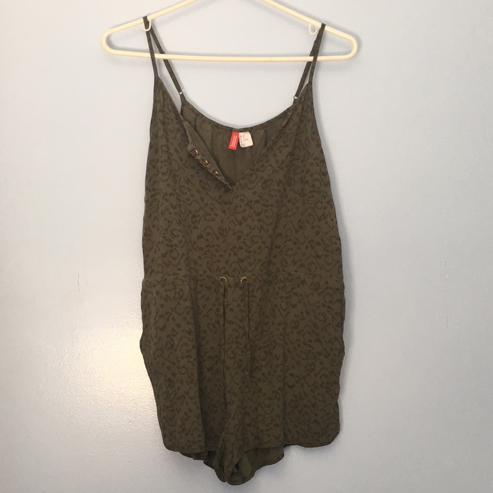 juniper green leopard romper